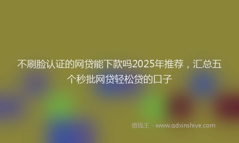 不刷脸认证的网贷能下款吗2025年推荐，汇总五个秒批网贷轻松贷的口子