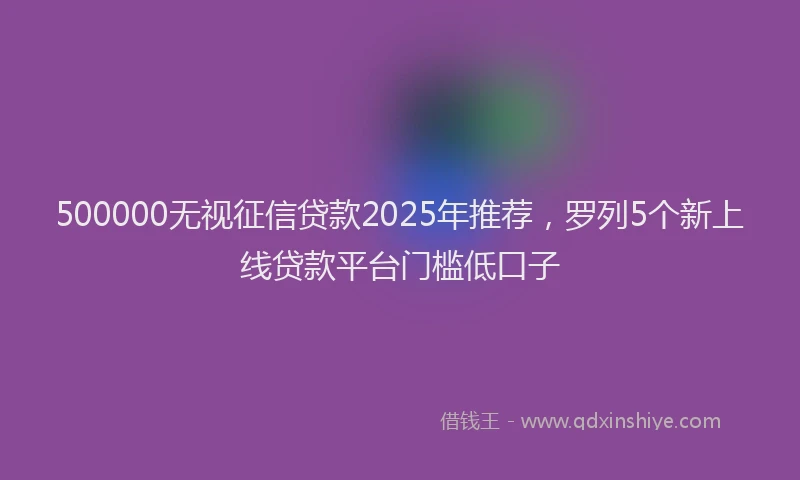 500000无视征信贷款2025年推荐，罗列5个新上线贷款平台门槛低口子