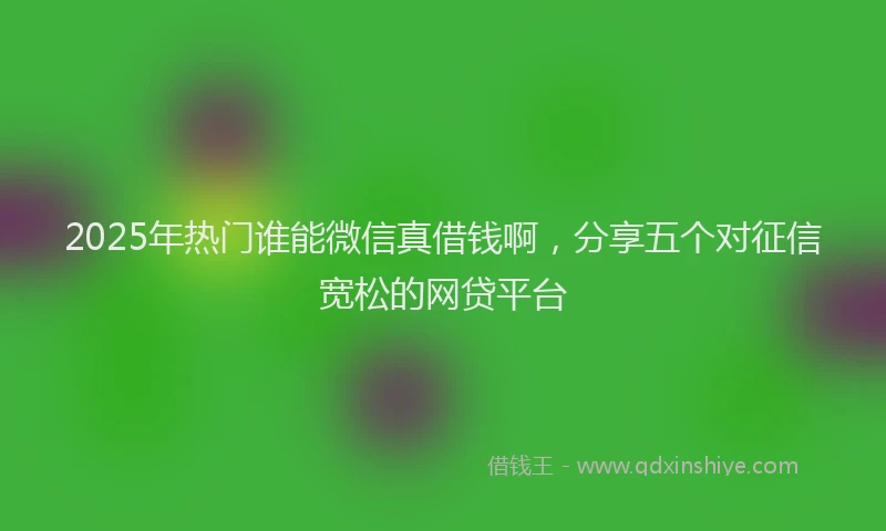 2025年热门谁能微信真借钱啊，分享五个对征信宽松的网贷平台