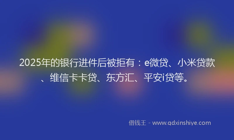 2025年的银行进件后被拒有：e微贷、小米贷款、维信卡卡贷、东方汇、平安i贷等。