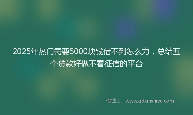 2025年热门需要5000块钱借不到怎么力，总结五个贷款好做不看征信的平台