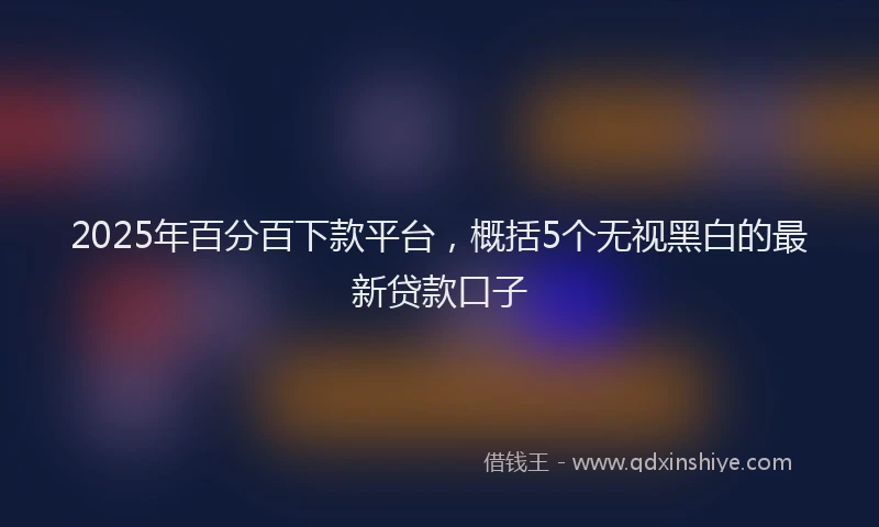 2025年百分百下款平台，概括5个无视黑白的最新贷款口子