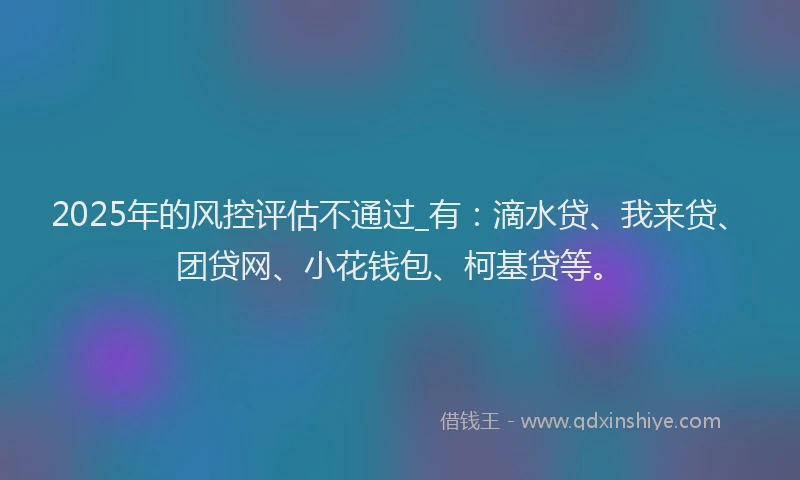 2025年的风控评估不通过_有：滴水贷、我来贷、团贷网、小花钱包、柯基贷等。