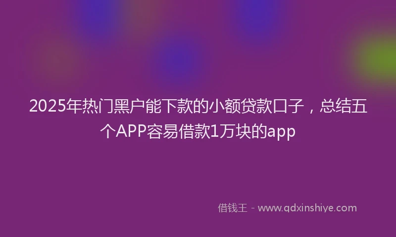 2025年热门黑户能下款的小额贷款口子，总结五个APP容易借款1万块的app