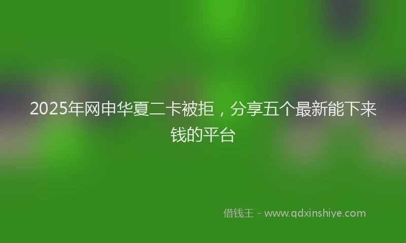 2025年网申华夏二卡被拒，分享五个最新能下来钱的平台