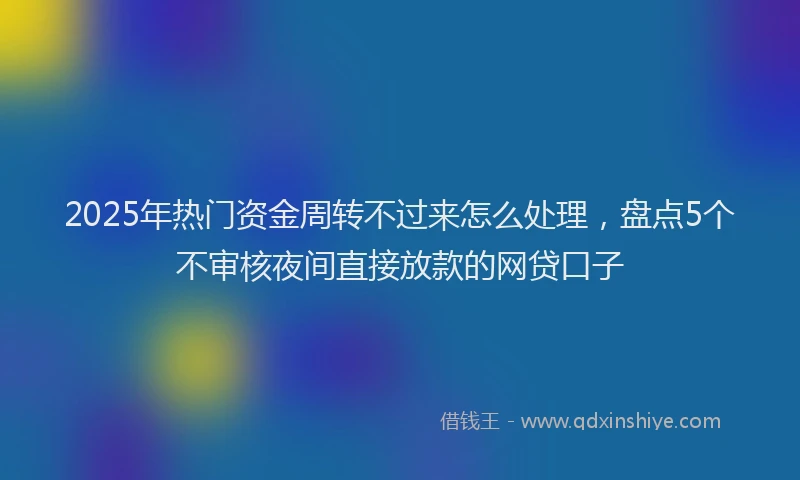 2025年热门资金周转不过来怎么处理，盘点5个不审核夜间直接放款的网贷口子