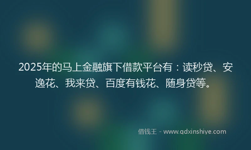 2025年的马上金融旗下借款平台有：读秒贷、安逸花、我来贷、百度有钱花、随身贷等。