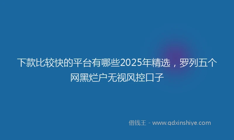 下款比较快的平台有哪些2025年精选，罗列五个网黑烂户无视风控口子