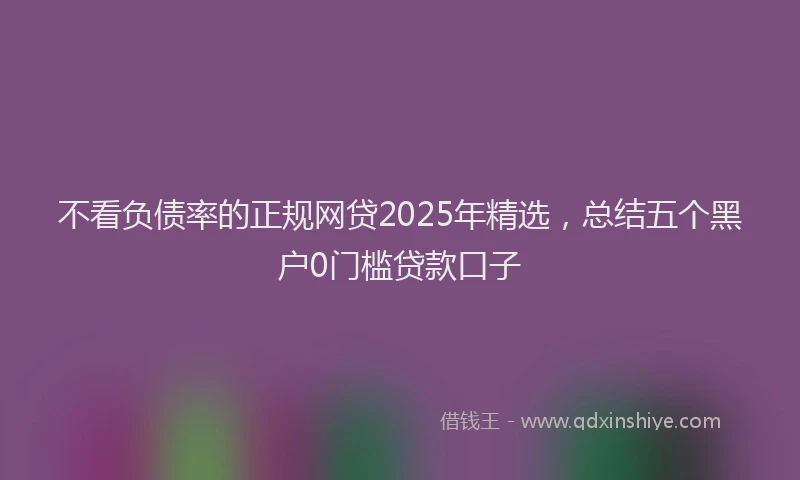 不看负债率的正规网贷2025年精选，总结五个黑户0门槛贷款口子