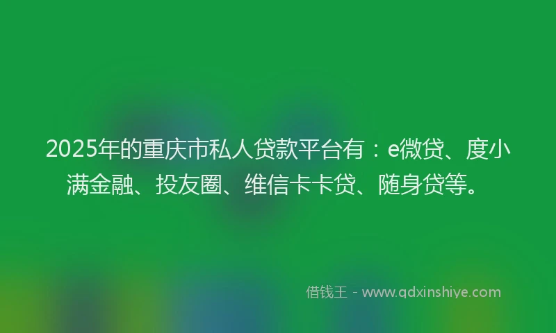 2025年的重庆市私人贷款平台有：e微贷、度小满金融、投友圈、维信卡卡贷、随身贷等。