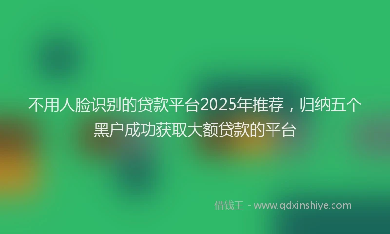 不用人脸识别的贷款平台2025年推荐，归纳五个黑户成功获取大额贷款的平台