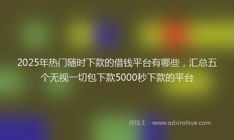 2025年热门随时下款的借钱平台有哪些，汇总五个无视一切包下款5000秒下款的平台