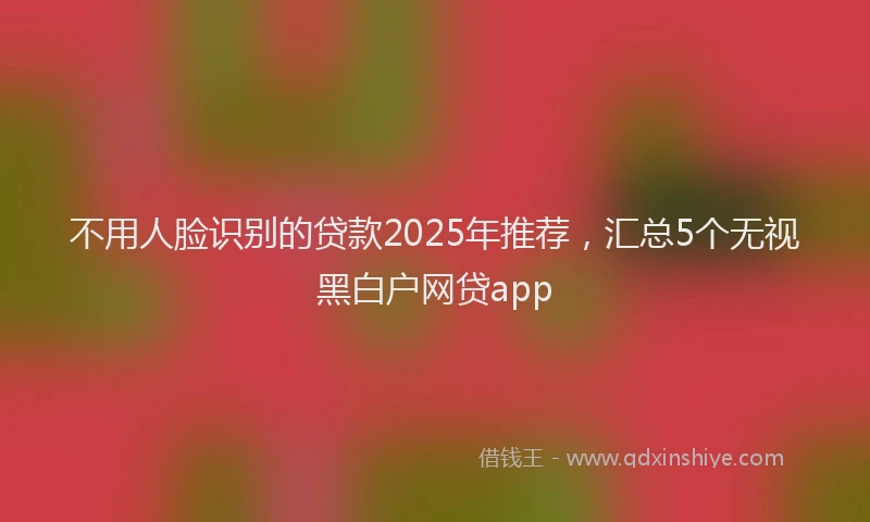 不用人脸识别的贷款2025年推荐，汇总5个无视黑白户网贷app