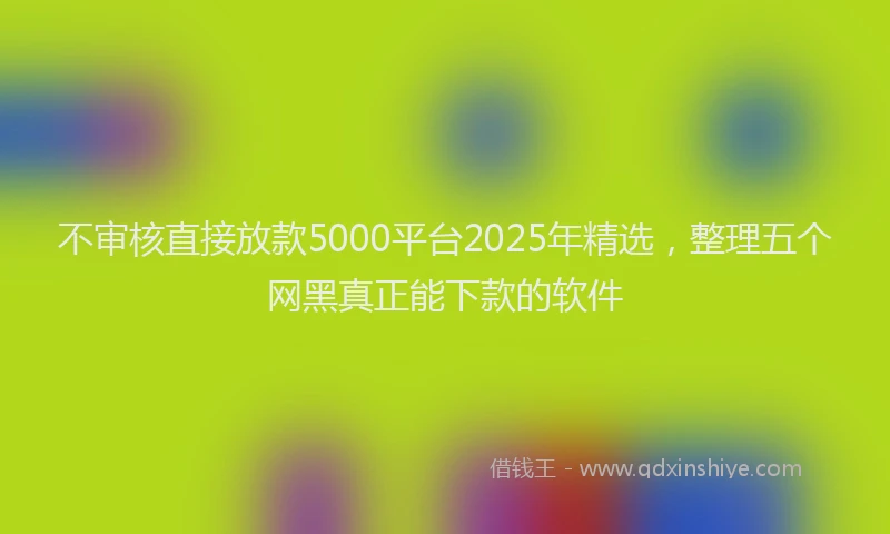 不审核直接放款5000平台2025年精选，整理五个网黑真正能下款的软件