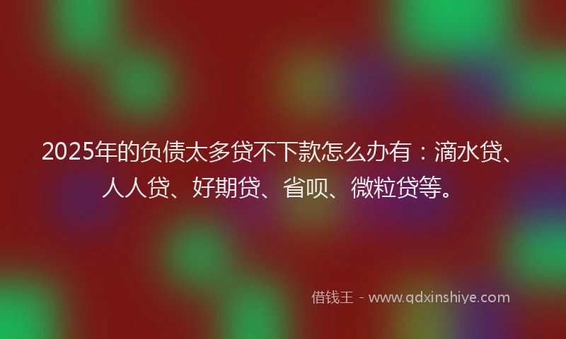 2025年的负债太多贷不下款怎么办有：滴水贷、人人贷、好期贷、省呗、微粒贷等。