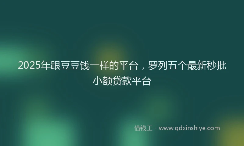 2025年跟豆豆钱一样的平台，罗列五个最新秒批小额贷款平台