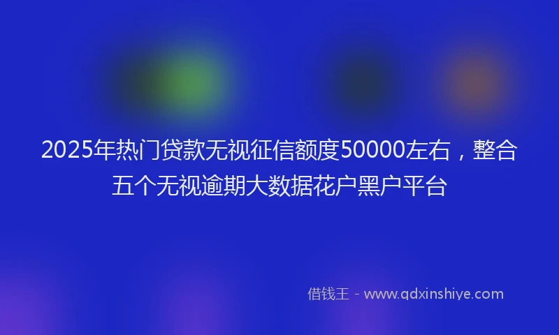 2025年热门贷款无视征信额度50000左右，整合五个无视逾期大数据花户黑户平台