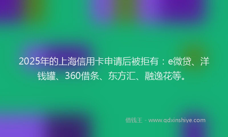 2025年的上海信用卡申请后被拒有：e微贷、洋钱罐、360借条、东方汇、融逸花等。