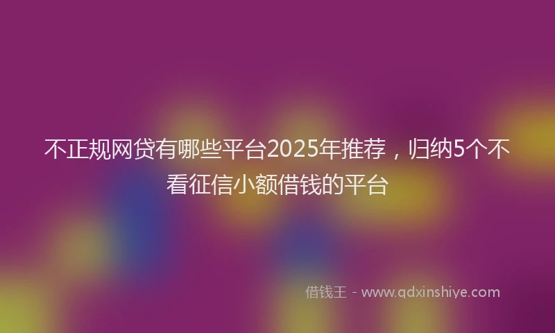 不正规网贷有哪些平台2025年推荐，归纳5个不看征信小额借钱的平台