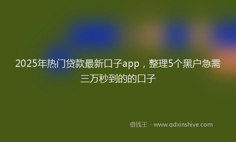 2025年热门贷款最新口子app，整理5个黑户急需三万秒到的的口子