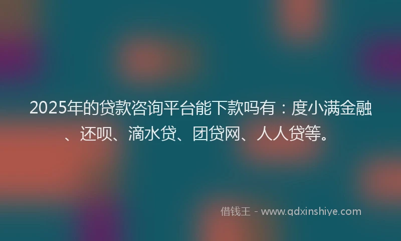 2025年的贷款咨询平台能下款吗有：度小满金融、还呗、滴水贷、团贷网、人人贷等。