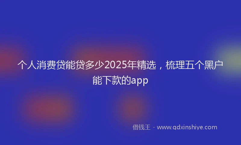 个人消费贷能贷多少2025年精选，梳理五个黑户能下款的app