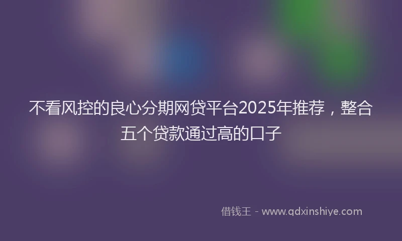 不看风控的良心分期网贷平台2025年推荐，整合五个贷款通过高的口子