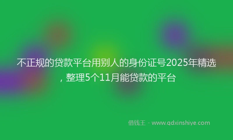 不正规的贷款平台用别人的身份证号2025年精选，整理5个11月能贷款的平台