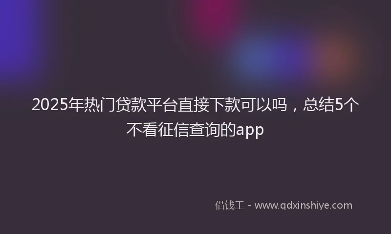 2025年热门贷款平台直接下款可以吗，总结5个不看征信查询的app