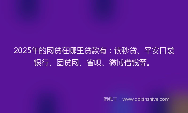 2025年的网贷在哪里贷款有：读秒贷、平安口袋银行、团贷网、省呗、微博借钱等。