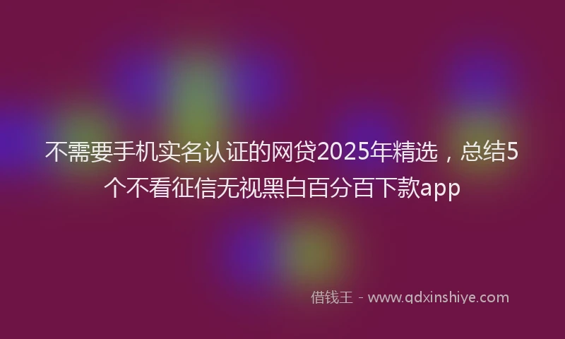 不需要手机实名认证的网贷2025年精选，总结5个不看征信无视黑白百分百下款app