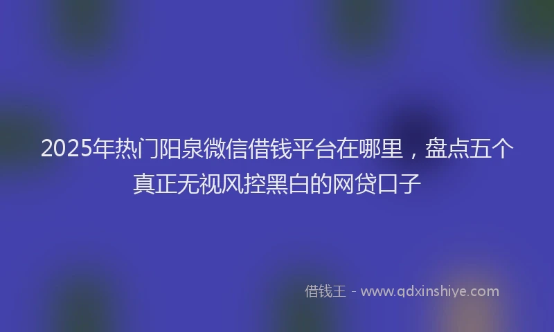2025年热门阳泉微信借钱平台在哪里，盘点五个真正无视风控黑白的网贷口子