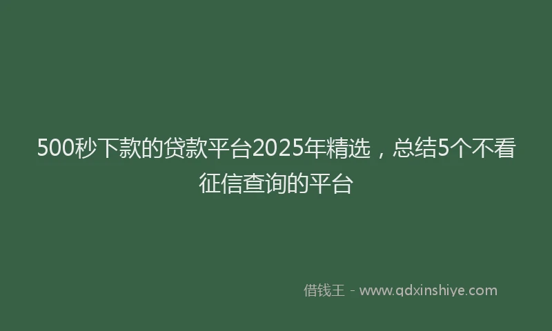 500秒下款的贷款平台2025年精选，总结5个不看征信查询的平台