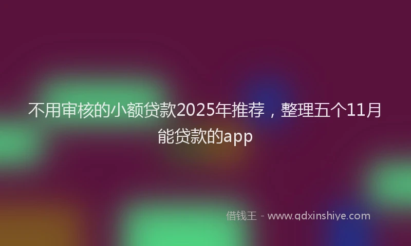 不用审核的小额贷款2025年推荐，整理五个11月能贷款的app