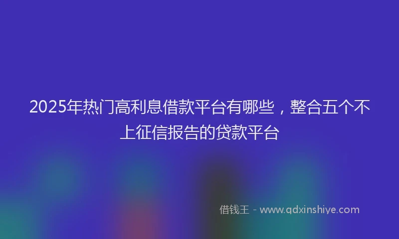 2025年热门高利息借款平台有哪些，整合五个不上征信报告的贷款平台