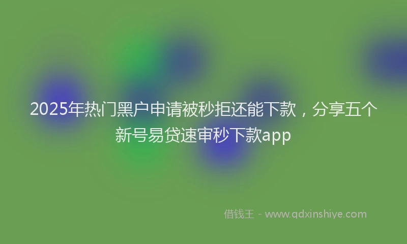 2025年热门黑户申请被秒拒还能下款，分享五个新号易贷速审秒下款app