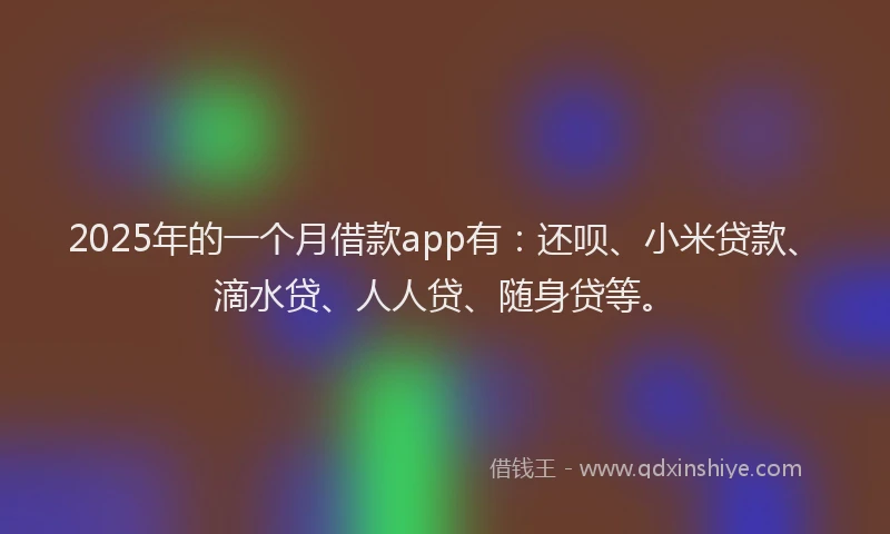 2025年的一个月借款app有：还呗、小米贷款、滴水贷、人人贷、随身贷等。
