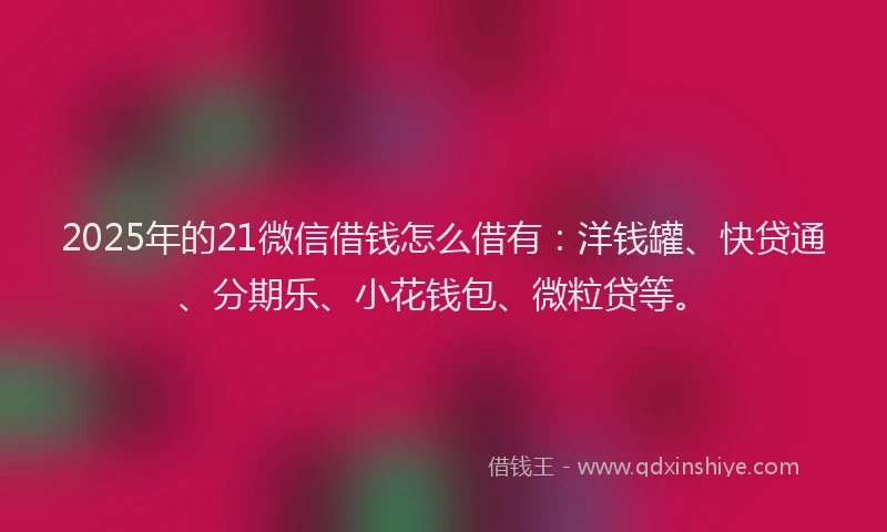 2025年的21微信借钱怎么借有：洋钱罐、快贷通、分期乐、小花钱包、微粒贷等。