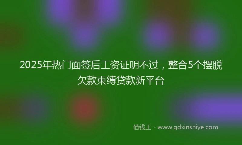 2025年热门面签后工资证明不过，整合5个摆脱欠款束缚贷款新平台