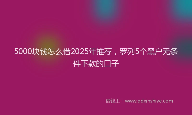 5000块钱怎么借2025年推荐，罗列5个黑户无条件下款的口子