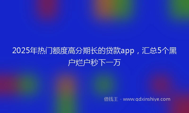 2025年热门额度高分期长的贷款app，汇总5个黑户烂户秒下一万