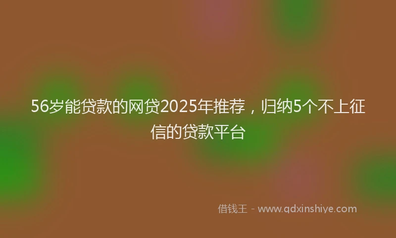 56岁能贷款的网贷2025年推荐，归纳5个不上征信的贷款平台