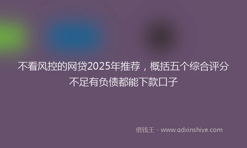 不看风控的网贷2025年推荐，概括五个综合评分不足有负债都能下款口子