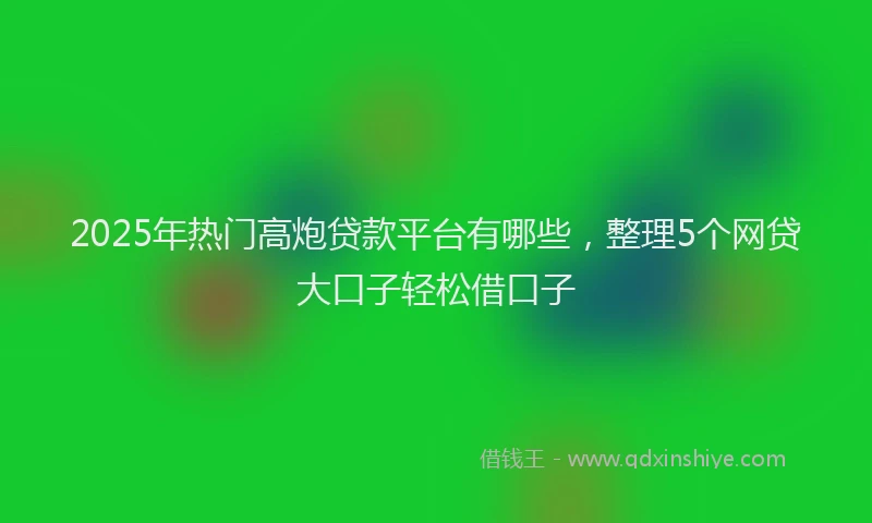 2025年热门高炮贷款平台有哪些，整理5个网贷大口子轻松借口子
