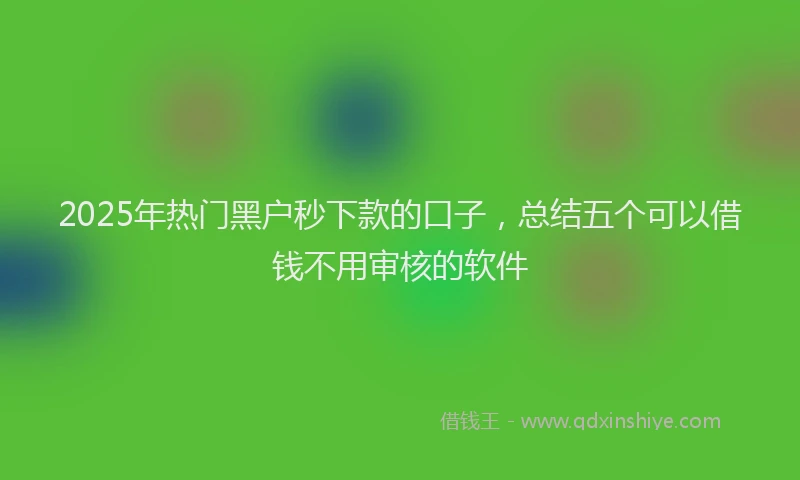 2025年热门黑户秒下款的口子，总结五个可以借钱不用审核的软件