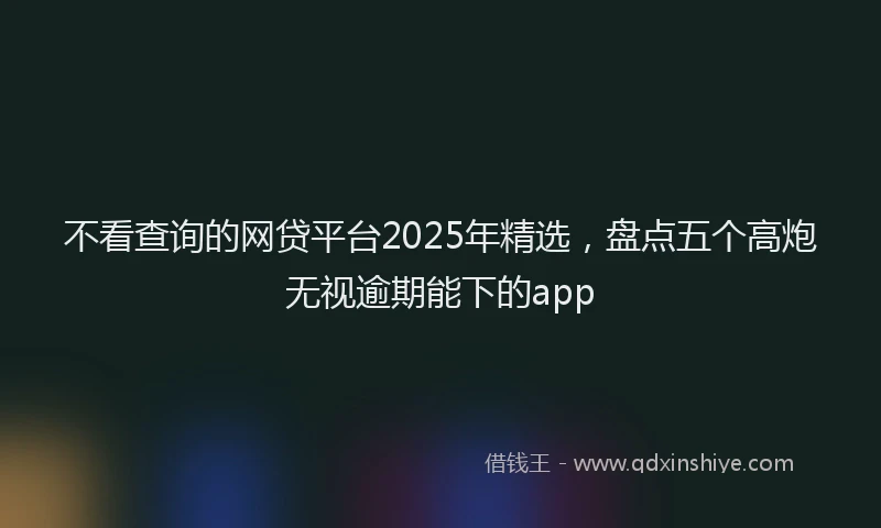 不看查询的网贷平台2025年精选，盘点五个高炮无视逾期能下的app