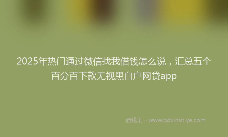 2025年热门通过微信找我借钱怎么说，汇总五个百分百下款无视黑白户网贷app