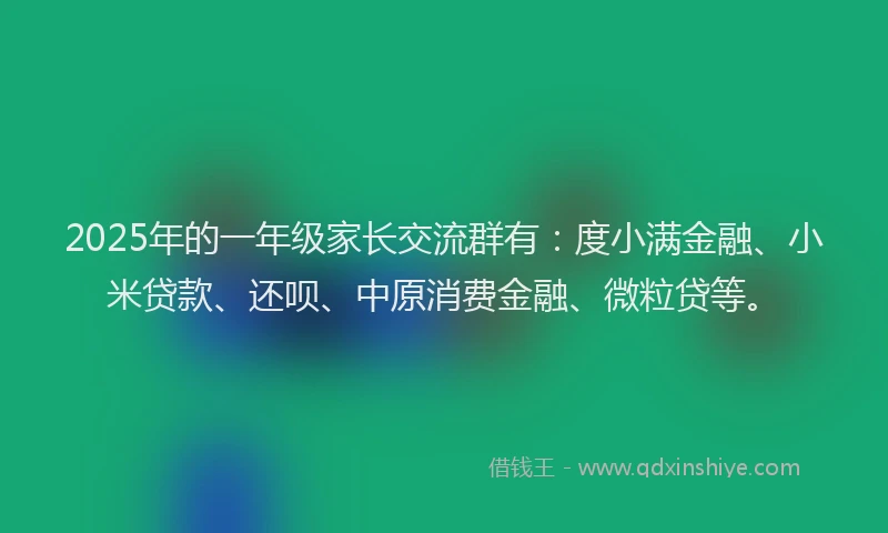 2025年的一年级家长交流群有：度小满金融、小米贷款、还呗、中原消费金融、微粒贷等。