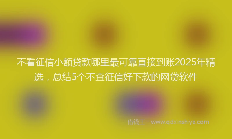 不看征信小额贷款哪里最可靠直接到账2025年精选，总结5个不查征信好下款的网贷软件