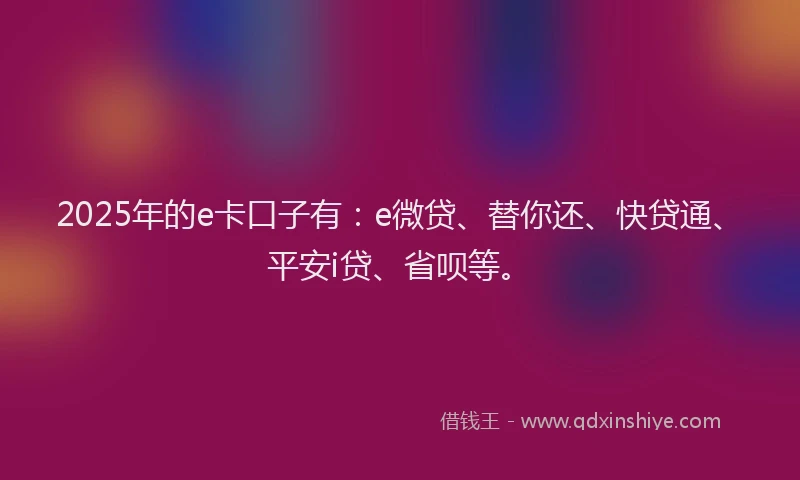 2025年的e卡口子有：e微贷、替你还、快贷通、平安i贷、省呗等。